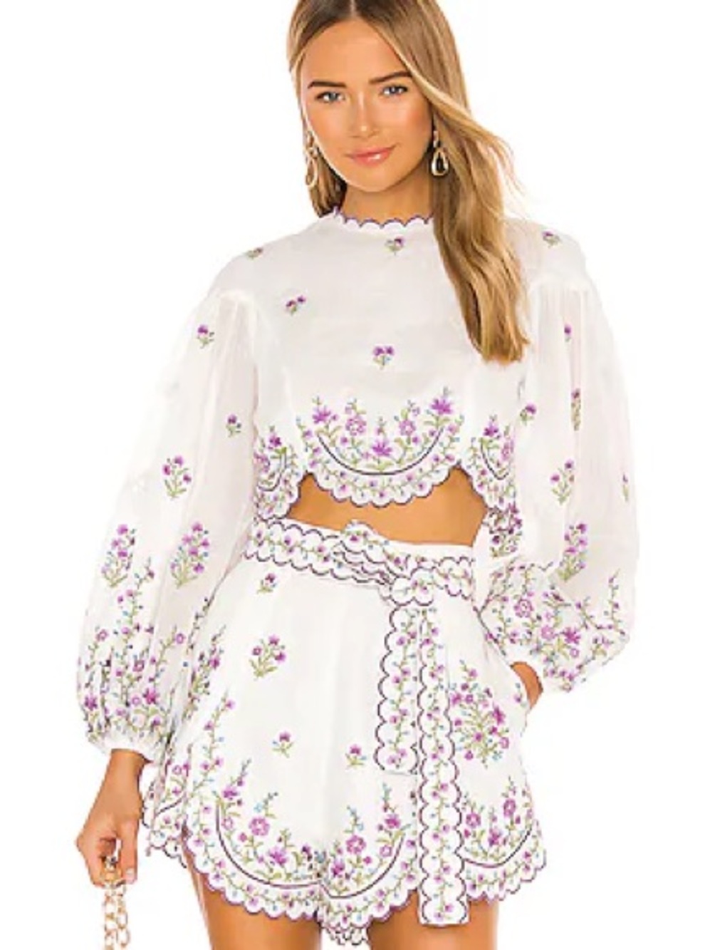 Zimmermann Poppy Floral Crop Top and Skirt Set.